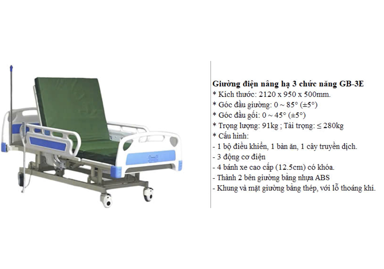 Giường Y Tế điện ba chức năng Lucass GB-3E