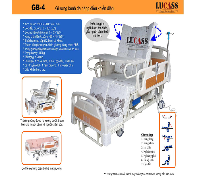 Tổng quan giường y tế đa năng điện cơ Lucass GB-4E